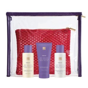 EUROPEAN WAXING CENTER get clear travel kit with red mesh pouch and clear bag